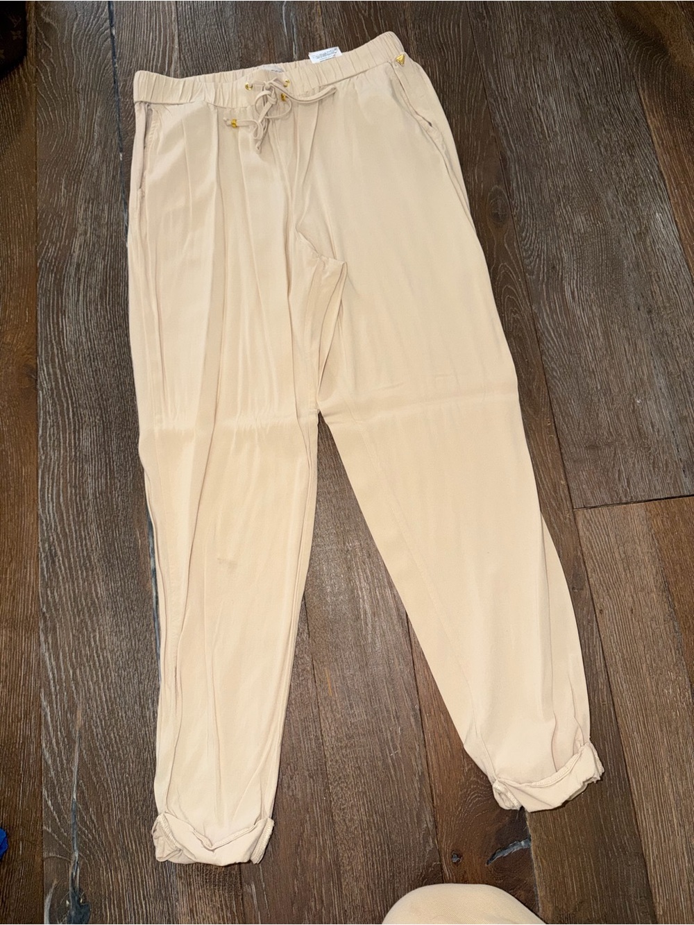 Womens Guess Women's Cropped Drawstring Ankle Pants - Beige Size Small
